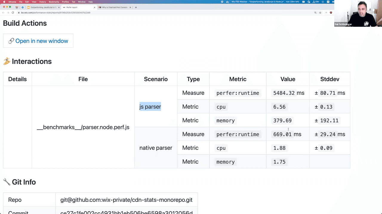 A screenshot from the web UI of the benchmarking tool